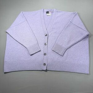 Eskandar 100% Cashmere Lilac Oversized Boxy V-Neck Cardigan, Medium Weight - OS